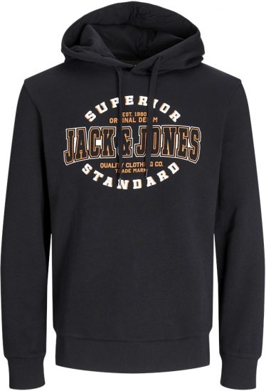 Jack & Jones 2 COL LOGO Hoodie Black - Gensere og hettegensere - Store hettegensere - 2XL-14XL