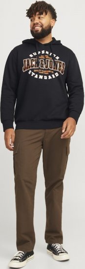 Jack & Jones 2 COL LOGO Hoodie Black - Gensere og hettegensere - Store hettegensere - 2XL-14XL