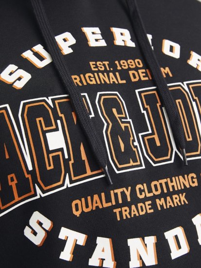 Jack & Jones 2 COL LOGO Hoodie Black - Gensere og hettegensere - Store hettegensere - 2XL-14XL