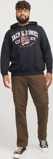 Jack & Jones 2 COL LOGO Hoodie Dark Navy - Gensere og hettegensere - Store hettegensere - 2XL-14XL