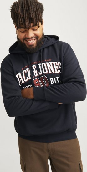 Jack & Jones 2 COL LOGO Hoodie Dark Navy - Gensere og hettegensere - Store hettegensere - 2XL-14XL