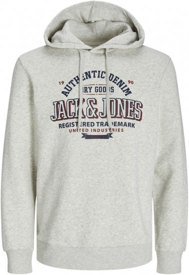 Jack & Jones 2 COL LOGO Hoodie White Melange - Gensere og hettegensere - Store hettegensere - 2XL-14XL