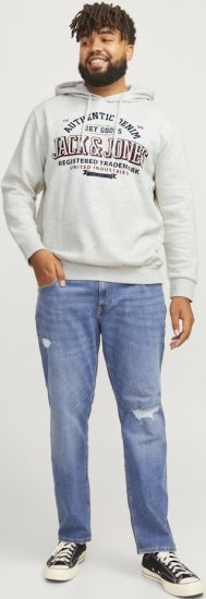 Jack & Jones 2 COL LOGO Hoodie White Melange - Gensere og hettegensere - Store hettegensere - 2XL-14XL