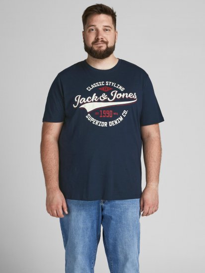 Jack & Jones JJELOGO TEE Navy - T-skjorter - Store T-skjorter - 2XL-14XL
