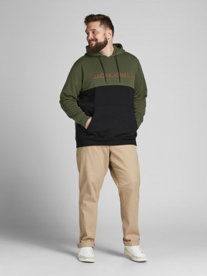 Jack & Jones JJEURBAN BLOCKING SWEAT Forest Green - Gensere og hettegensere - Store hettegensere - 2XL-14XL