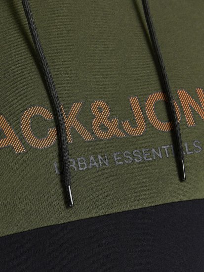 Jack & Jones JJEURBAN BLOCKING SWEAT Forest Green - Gensere og hettegensere - Store hettegensere - 2XL-14XL