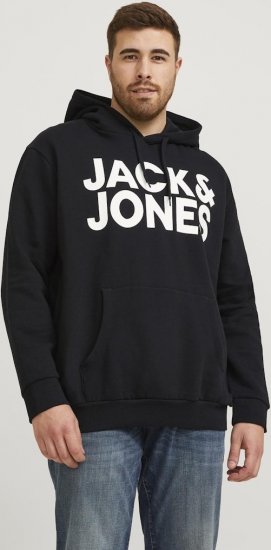 Jack & Jones CORP LOGO Large Print Hoodie Black - Gensere og hettegensere - Store hettegensere - 2XL-14XL