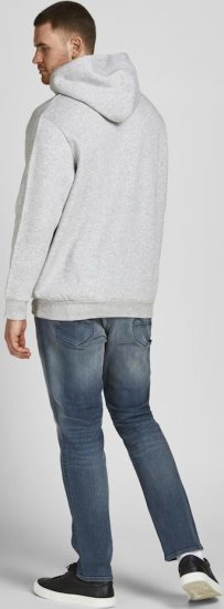 Jack & Jones CORP LOGO Large Print Hoodie Light Grey Melange - Gensere og hettegensere - Store hettegensere - 2XL-14XL