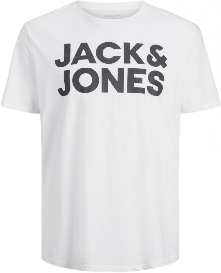 Jack & Jones CORP Logo T-Shirt White w Large Black Print - T-skjorter - Store T-skjorter - 2XL-14XL