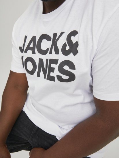 Jack & Jones CORP Logo T-Shirt White w Large Black Print - T-skjorter - Store T-skjorter - 2XL-14XL
