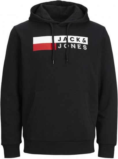 Jack & Jones CORP LOGO PLAY 4 Print Hoodie Black - Gensere og hettegensere - Store hettegensere - 2XL-14XL