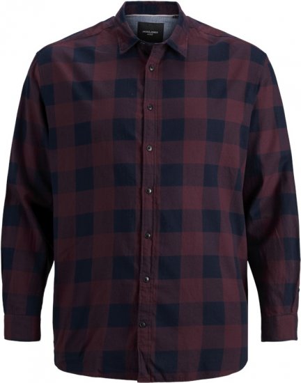 Jack & Jones Gingham L/S Shirt Dark Red - Skjorter - Store skjorter - 2XL-8XL