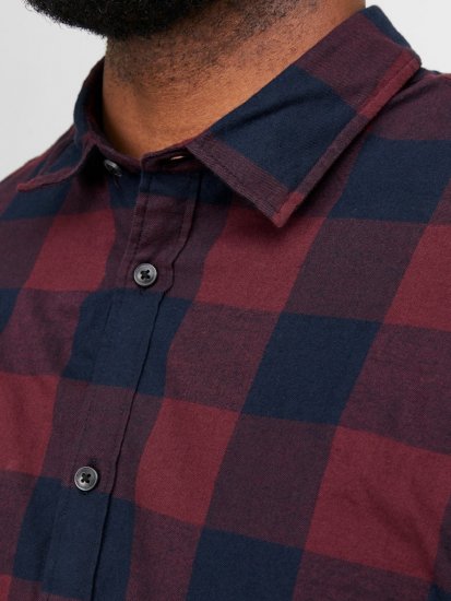 Jack & Jones Gingham L/S Shirt Dark Red - Skjorter - Store skjorter - 2XL-8XL