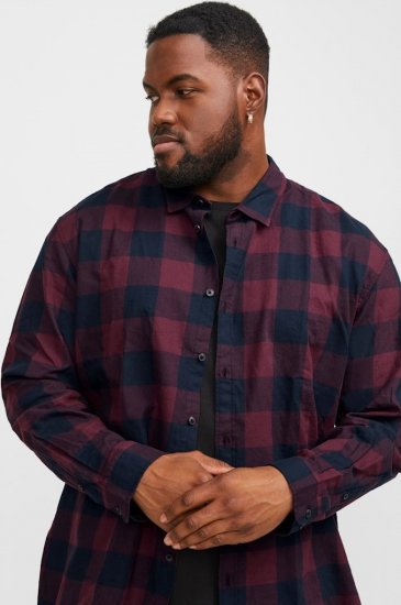 Jack & Jones Gingham L/S Shirt Dark Red - Skjorter - Store skjorter - 2XL-8XL