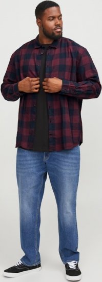 Jack & Jones Gingham L/S Shirt Dark Red - Skjorter - Store skjorter - 2XL-8XL