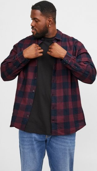 Jack & Jones Gingham L/S Shirt Dark Red - Skjorter - Store skjorter - 2XL-8XL