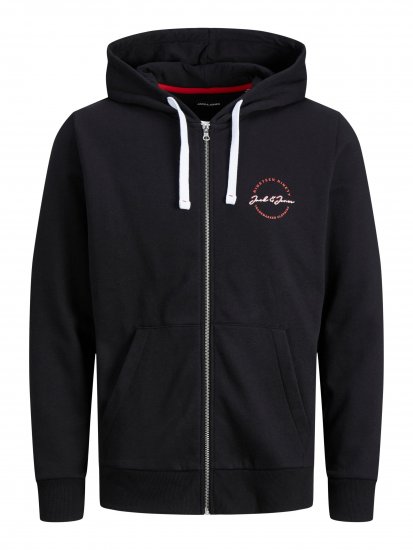 Jack & Jones JJSTAMP ZIP Hoodie Black - Gensere og hettegensere - Store hettegensere - 2XL-14XL