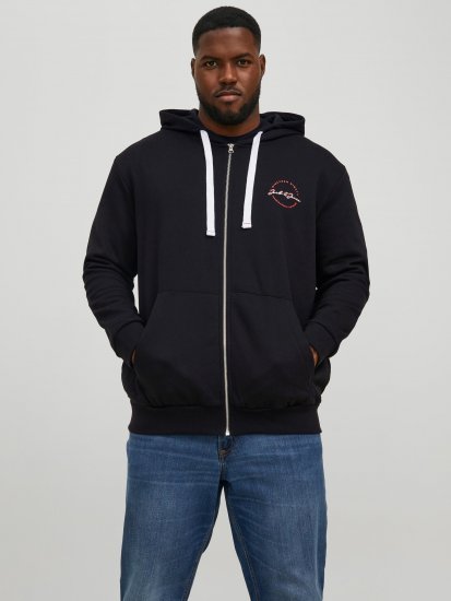 Jack & Jones JJSTAMP ZIP Hoodie Black - Gensere og hettegensere - Store hettegensere - 2XL-14XL