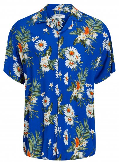 Jack & Jones JORLUKE FLORES Resort Shirt Nautical Blue - Skjorter - Store skjorter - 2XL-8XL