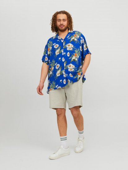 Jack & Jones JORLUKE FLORES Resort Shirt Nautical Blue - Skjorter - Store skjorter - 2XL-8XL