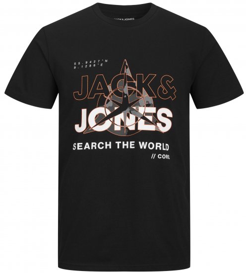 Jack & Jones JCOHUNT T-Shirt Black - T-skjorter - Store T-skjorter - 2XL-14XL