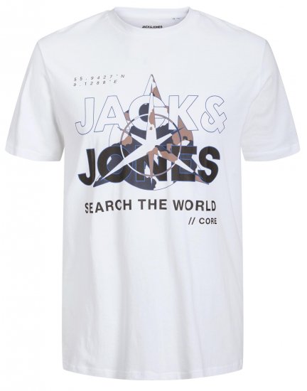Jack & Jones JCOHUNT T-Shirt White - T-skjorter - Store T-skjorter - 2XL-14XL