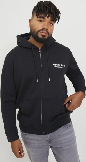 Jack & Jones ESTERBRO Zip Hoodie Black - Gensere og hettegensere - Store hettegensere - 2XL-14XL