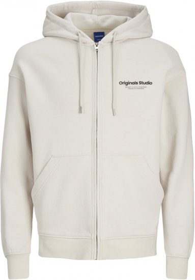 Jack & Jones ESTERBRO Zip Hoodie Light Grey - Gensere og hettegensere - Store hettegensere - 2XL-14XL