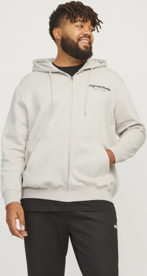 Jack & Jones ESTERBRO Zip Hoodie Light Grey - Gensere og hettegensere - Store hettegensere - 2XL-14XL