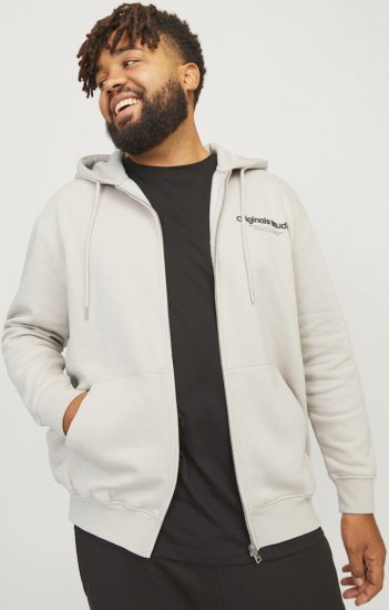 Jack & Jones ESTERBRO Zip Hoodie Light Grey - Gensere og hettegensere - Store hettegensere - 2XL-14XL