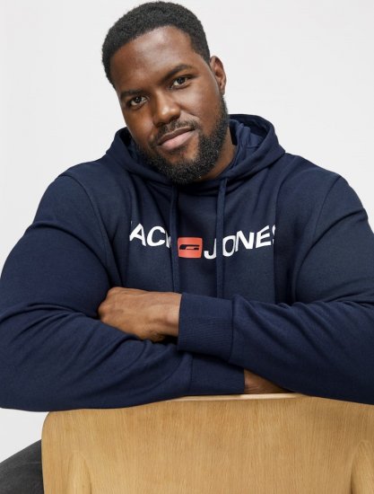 Jack & Jones CORP OLD LOGO REG FIT Hoodie Navy Blazer - Gensere og hettegensere - Store hettegensere - 2XL-14XL