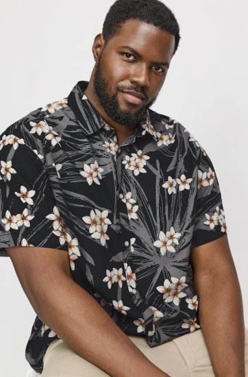 Jack & Jones Hawaii AOP Shirt Black - Skjorter - Store skjorter - 2XL-8XL