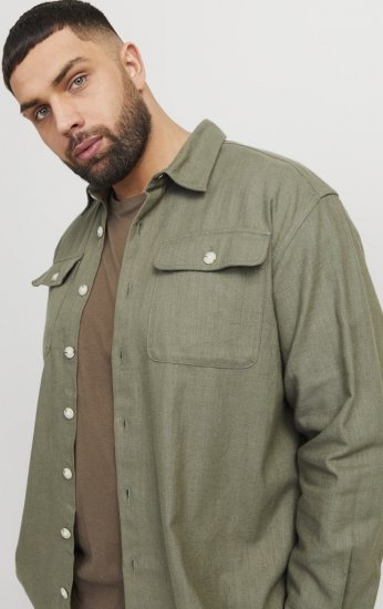 Jack & Jones Raymond Spring Long Sleeve Overshirt Green - Skjorter - Store skjorter - 2XL-8XL