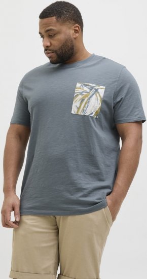 Jack & Jones Split Pocket Print T-Shirt Grey - T-skjorter - Store T-skjorter - 2XL-14XL