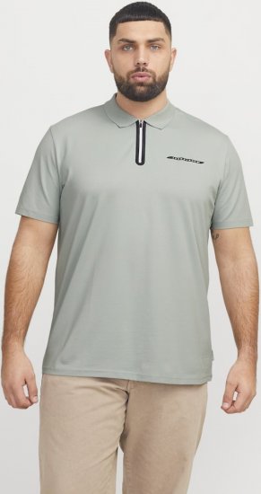 Jack & Jones Fusion Pique Zipper Polo Green/Blue - Polo- & piqueskjorter - Poloskjorte i store størrelser - 2XL-8XL