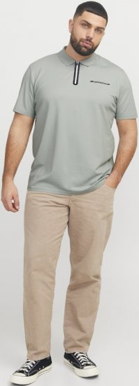 Jack & Jones Fusion Pique Zipper Polo Green/Blue - Polo- & piqueskjorter - Poloskjorte i store størrelser - 2XL-8XL