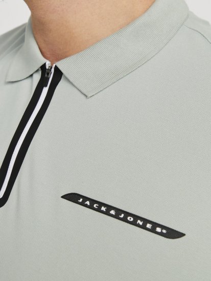 Jack & Jones Fusion Pique Zipper Polo Green/Blue - Polo- & piqueskjorter - Poloskjorte i store størrelser - 2XL-8XL