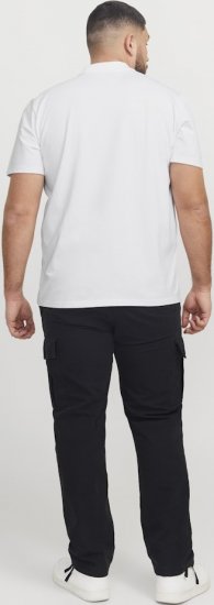 Jack & Jones Fusion Pique Zipper Polo Bright White - Polo- & piqueskjorter - Poloskjorte i store størrelser - 2XL-8XL