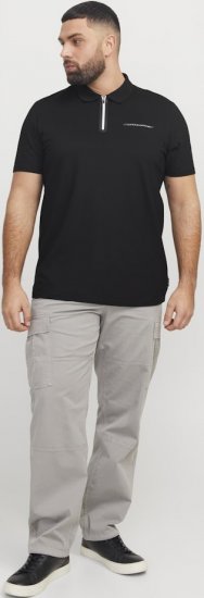 Jack & Jones Fusion Pique Zipper Polo Black - Polo- & piqueskjorter - Poloskjorte i store størrelser - 2XL-8XL