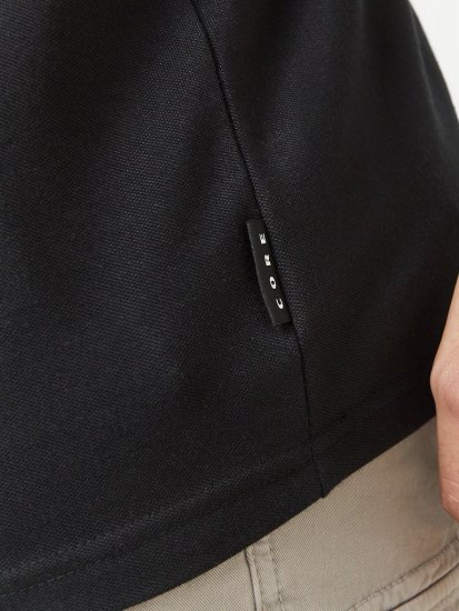 Jack & Jones Fusion Pique Zipper Polo Black - Polo- & piqueskjorter - Poloskjorte i store størrelser - 2XL-8XL