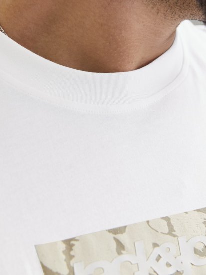 Jack & Jones Tarmac Camo Crew Neck T-Shirt Bright White - T-skjorter - Store T-skjorter - 2XL-14XL