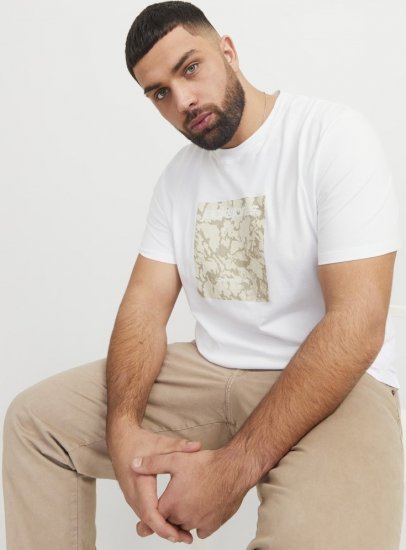 Jack & Jones Tarmac Camo Crew Neck T-Shirt Bright White - T-skjorter - Store T-skjorter - 2XL-14XL