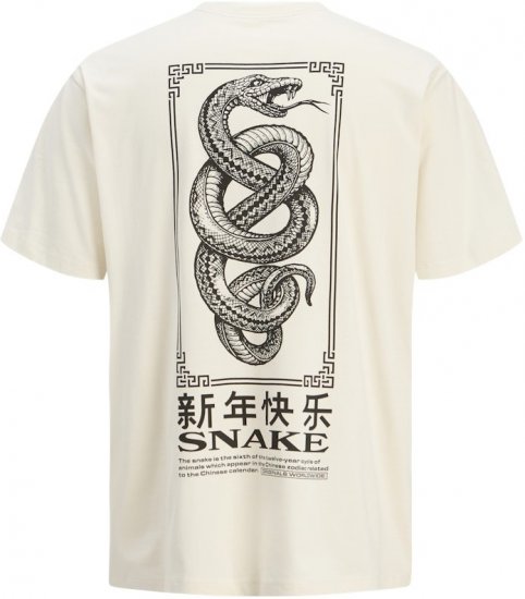 Jack & Jones Snake Crew Neck T-Shirt Antique White - T-skjorter - Store T-skjorter - 2XL-14XL