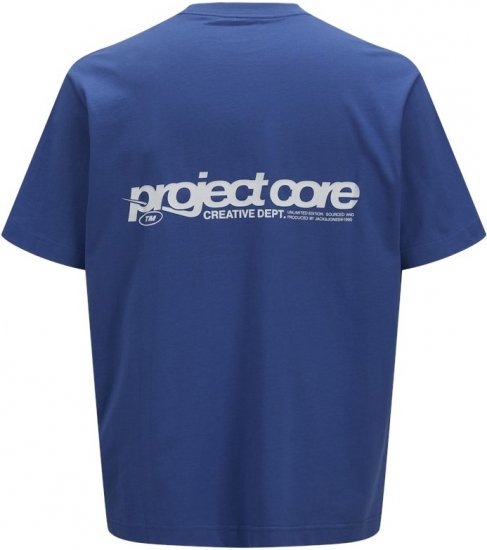 Jack & Jones Union Front & Back Print Crew Neck T-Shirt Beaucoup Blue - T-skjorter - Store T-skjorter - 2XL-14XL