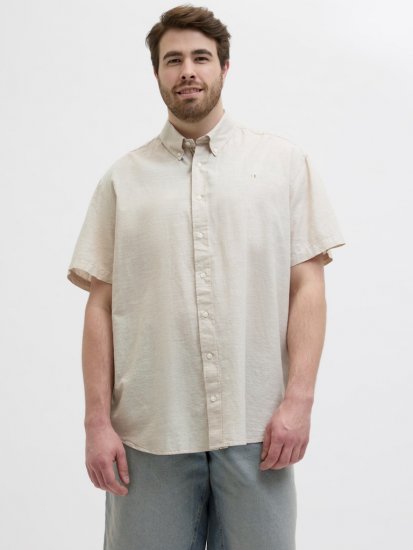 Jack & Jones Summer Shield Short Sleeve Shirt White Pepper - Skjorter - Store skjorter - 2XL-8XL