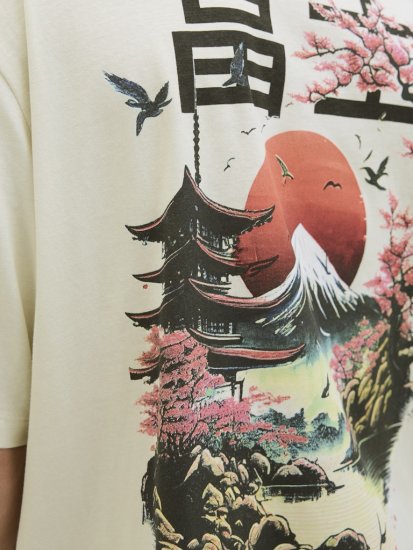 Jack & Jones Fuji Crew Neck T-Shirt Antique White - T-skjorter - Store T-skjorter - 2XL-14XL