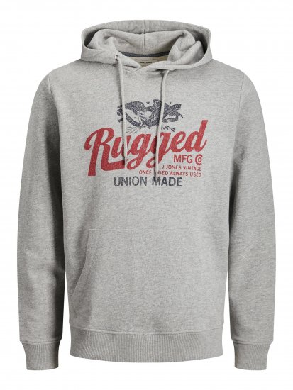 Jack & Jones JJAARON Hoodie Grey - Gensere og hettegensere - Store hettegensere - 2XL-14XL