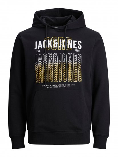 Jack & Jones JJCYBER SWEAT Hoodie Black - Gensere og Hettegensere - Store hettegensere - 2XL-8XL