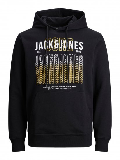 Jack & Jones JJCYBER SWEAT Hoodie Black - Gensere og hettegensere - Store hettegensere - 2XL-14XL