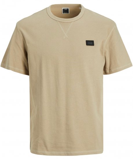 Jack & Jones JCOCLASSIC WAFFLE BADGE TEE Beige - T-skjorter - Store T-skjorter - 2XL-14XL
